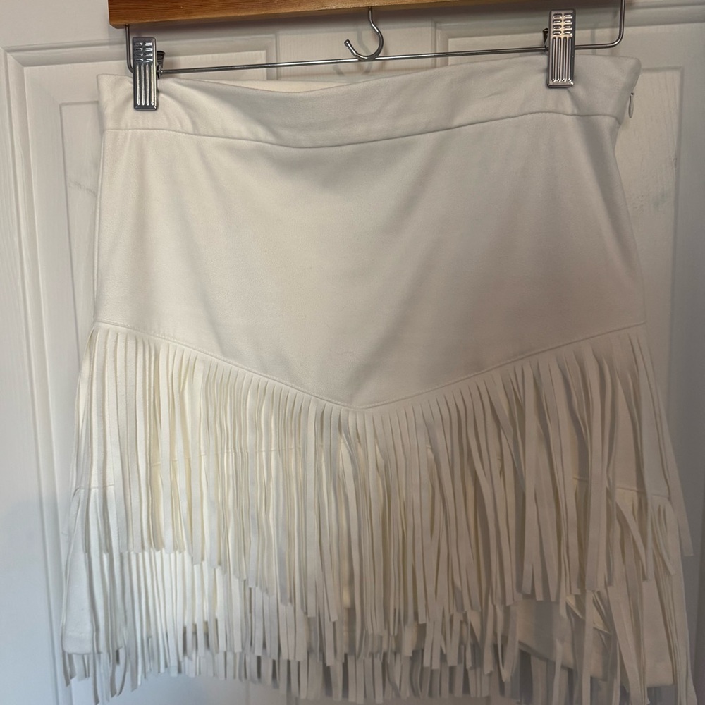 Altar'd State White Fringe Mini Skirt